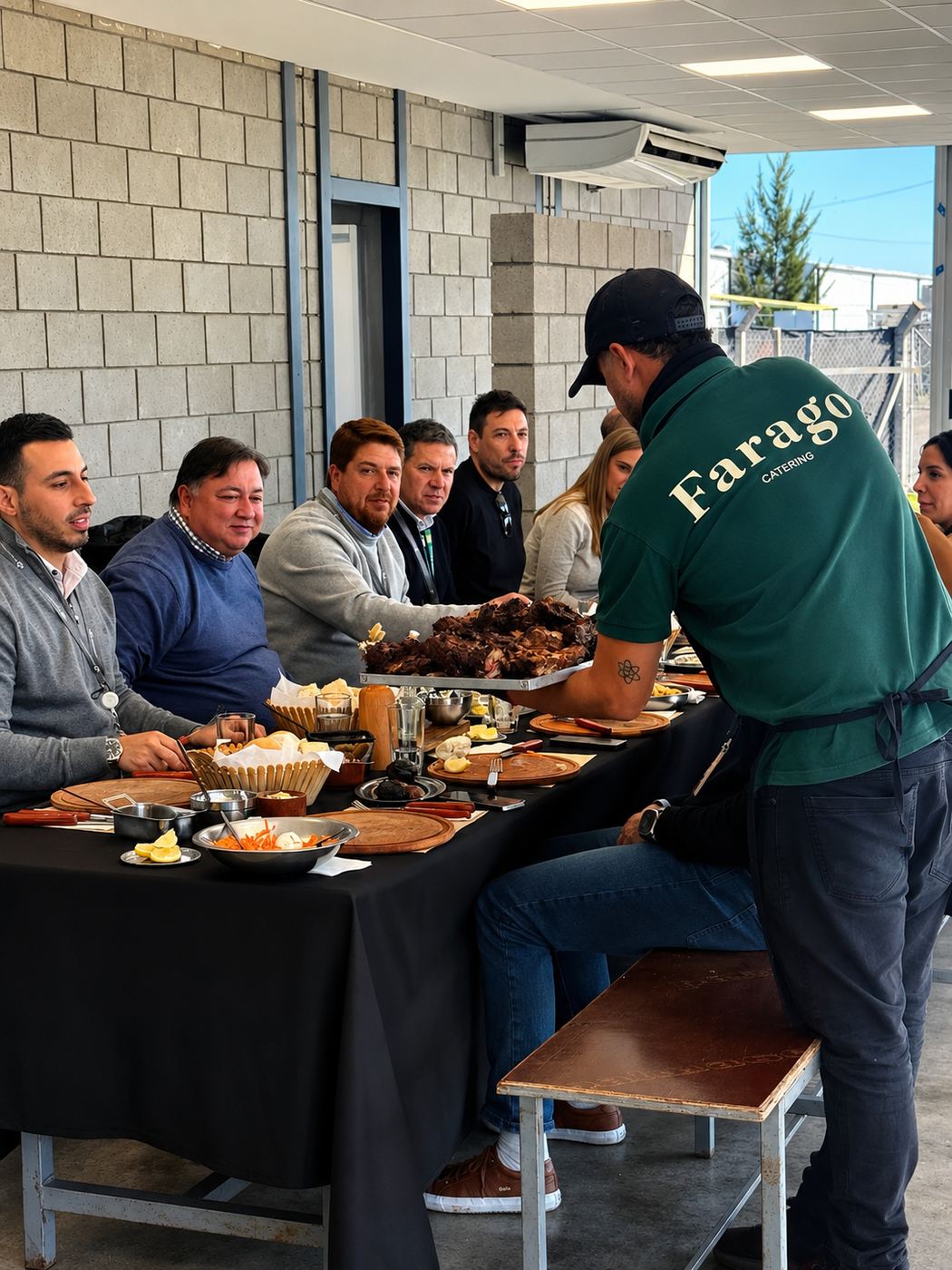 El asador de Farago sirviendo en la mesa